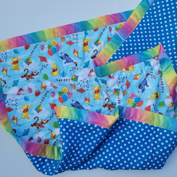 Unique Winnie the Pooh and Friends Rainbow Balloon baby quilt blanket